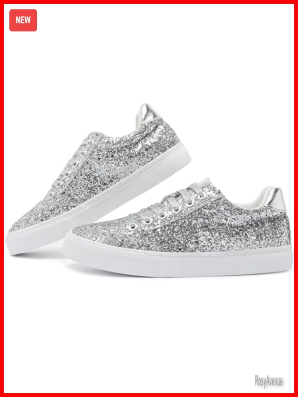 Glitter Sparkly Fashion Sneakers Shiny Casual Bling Sequin Low Cut Lace Up Shoes